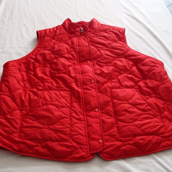 CROFT & BARROW Bright Red Sleeveless QUILTED VEST Jacket Sz 3X - Picture 2 of 8